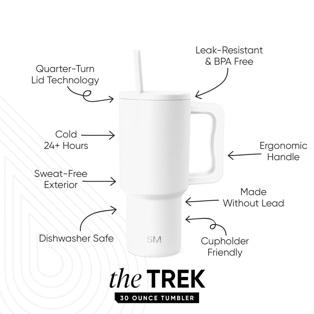 Simple Modern 30 fl oz Insulated Stainless Steel Trek Tumbler with Straw Lid | Seaglass Sage and Cream Checkmate - 2P24