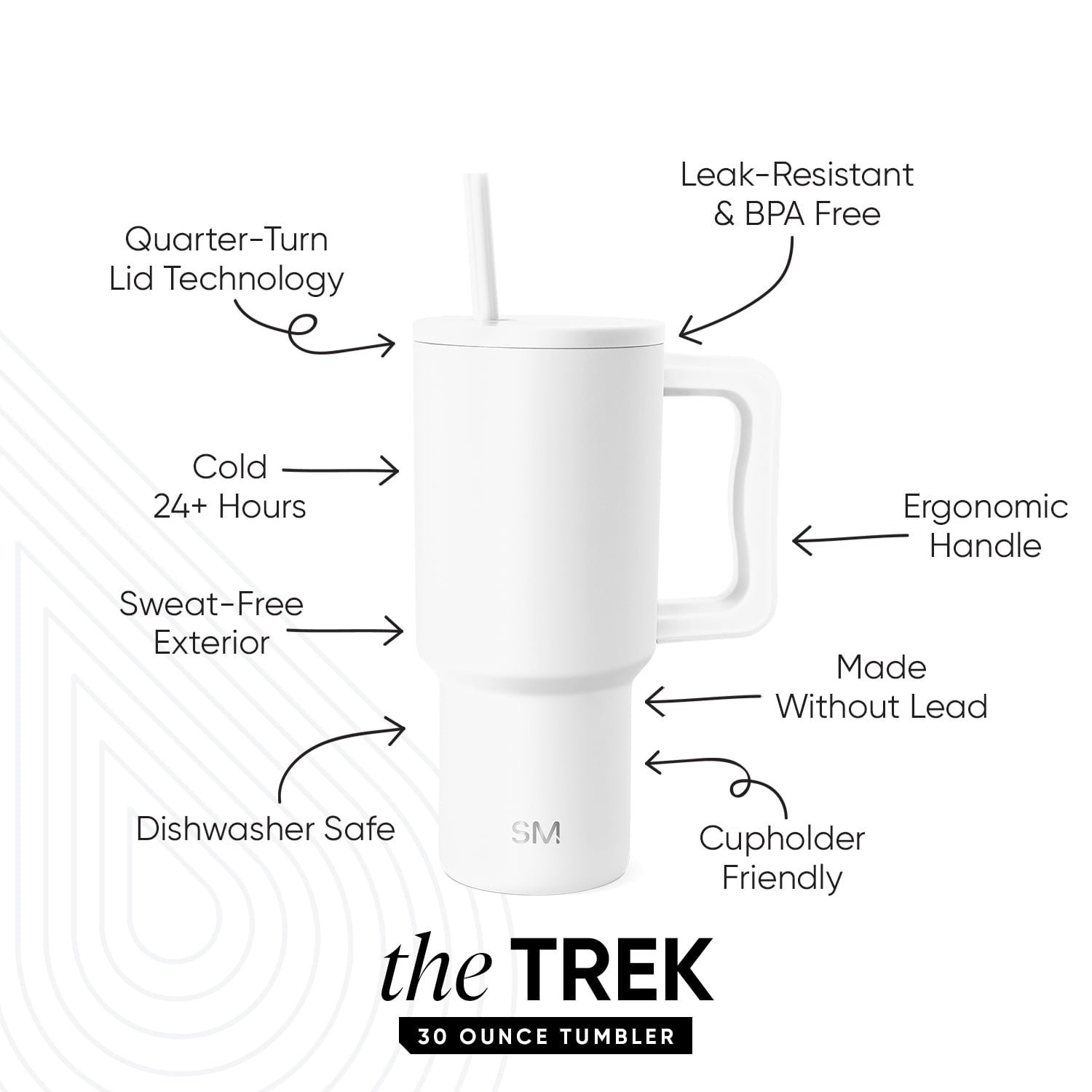 Simple Modern 30 fl oz Insulated Stainless Steel Trek Tumbler with Straw Lid | Seaglass Sage and Cream Checkmate - 2P24