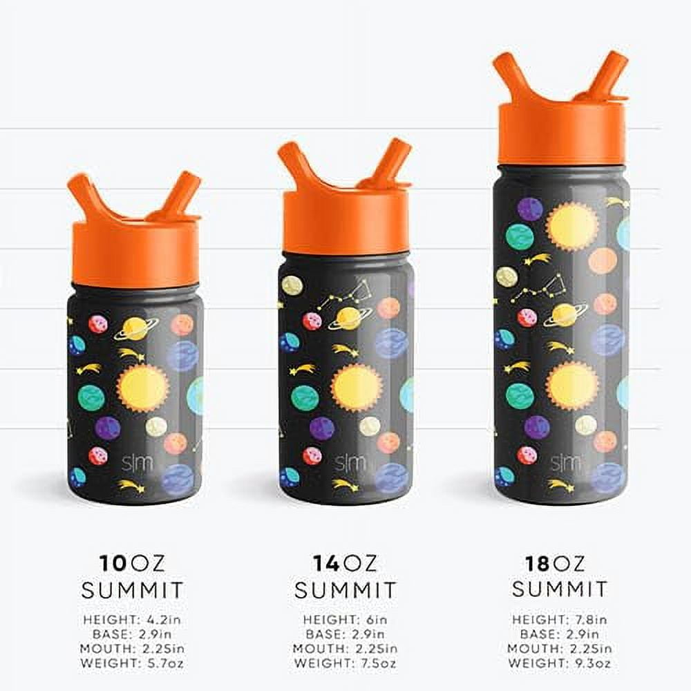 Simple Modern Blippi Kids Water Bottle with Straw Lid | Insulated Stainless Steel Reusable Tumbler for Toddlers, Girls | Summit Collection | 14oz, Blippi Space - CZ9K