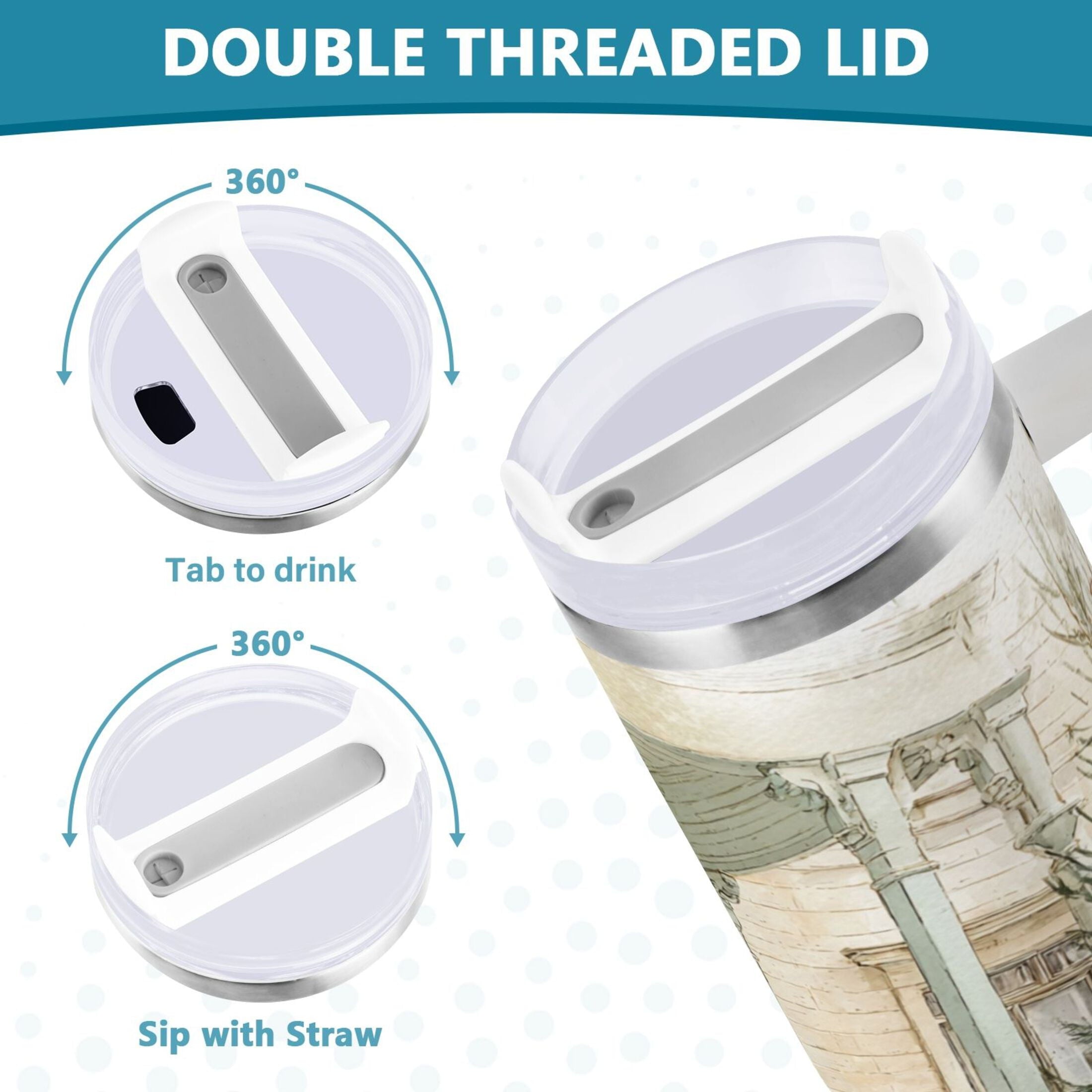 30 oz Insulated Stainless Steel Tumbler Double Wall Stainless Steel Tumbler with 2-Way Drinking Charming Christmas Doorway - 3D2B