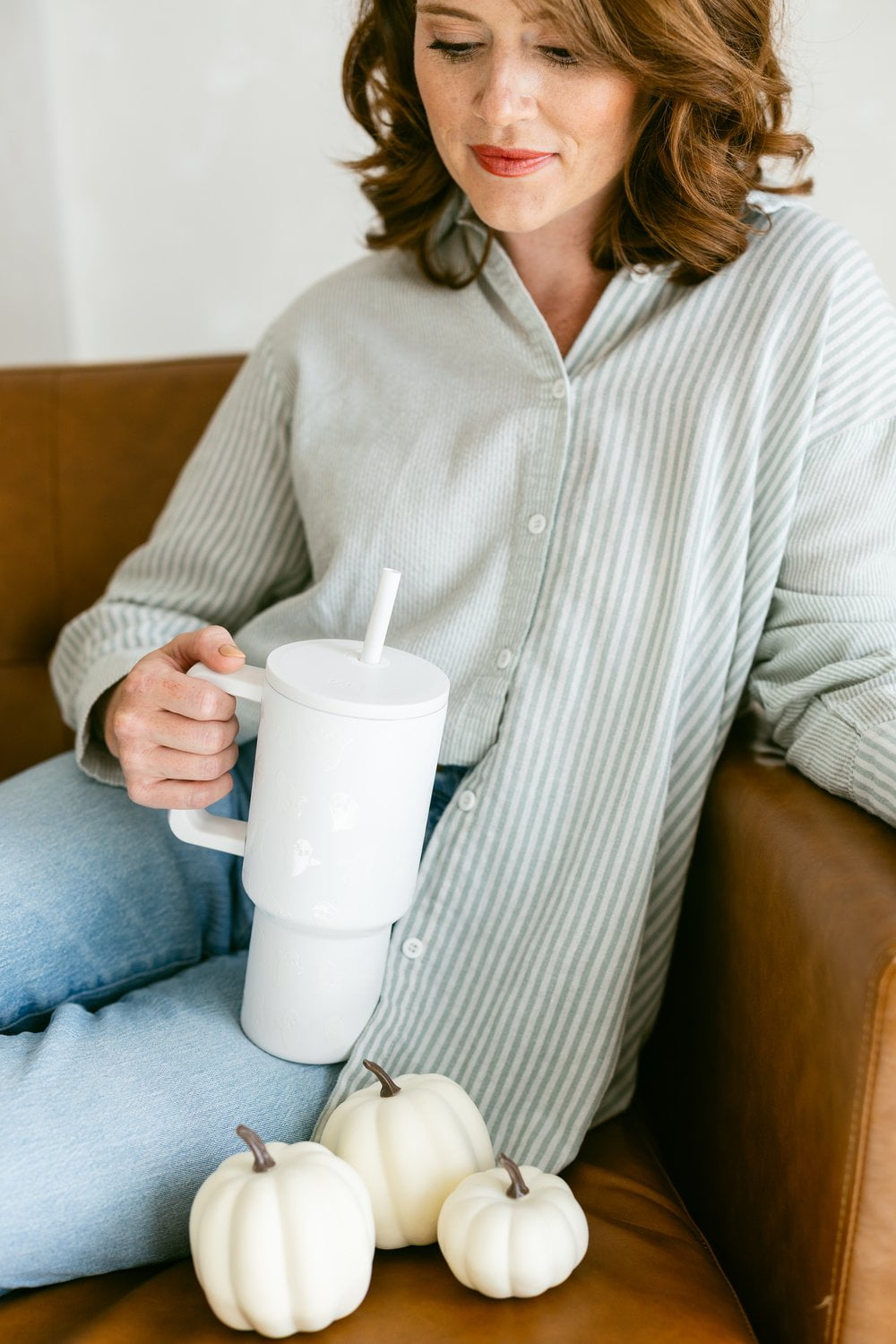 Simple Modern 30 fl oz Insulated Stainless Steel Trek Tumbler with Straw Lid | Seaglass Sage and Cream Checkmate - 2P24