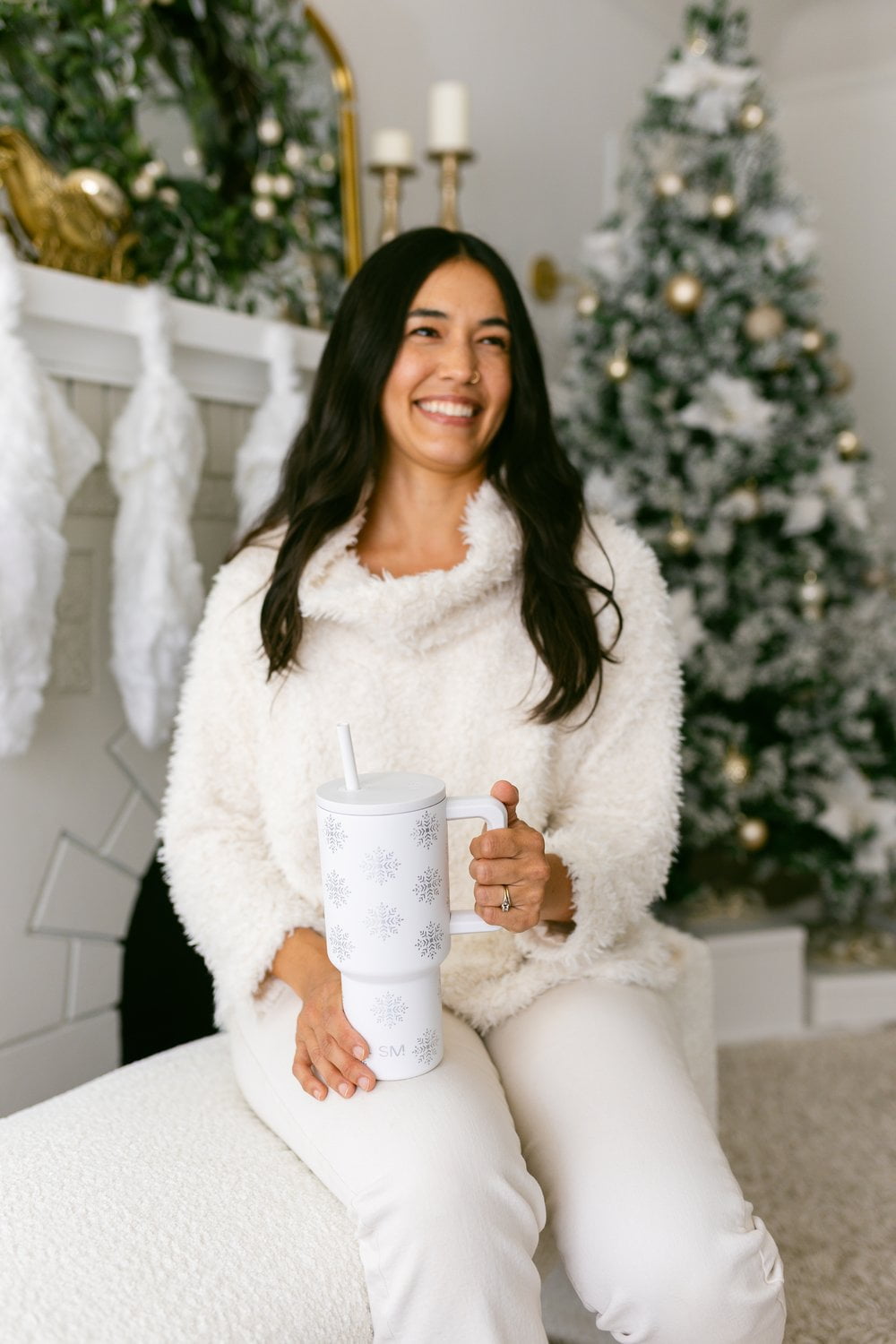 Simple Modern 30 fl oz Insulated Stainless Steel Trek Tumbler with Straw Lid | Seaglass Sage and Cream Checkmate - 2P24