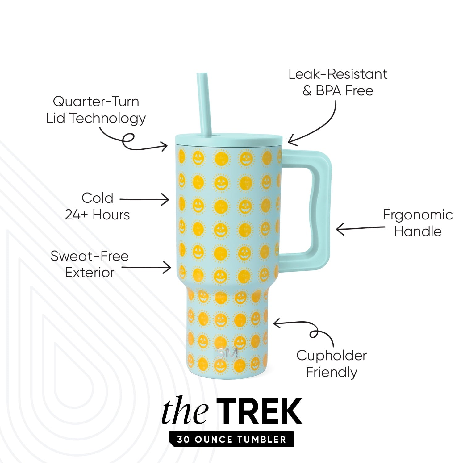 Simple Modern 30 fl oz Insulated Stainless Steel Trek Tumbler with Straw Lid | Seaglass Sage and Cream Checkmate - 2P24