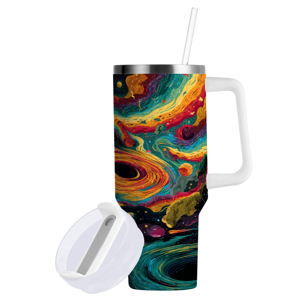 40 oz Insulated Stainless Steel Tumbler Double Wall Stainless Steel Tumbler with 2-Way Drinking Swirling Galaxy - 9KKU