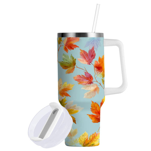 30 oz Insulated Stainless Steel Tumbler Double Wall Stainless Steel Tumbler with 2-Way Drinking Colorful Autumn Maple Leaves - 5L9A