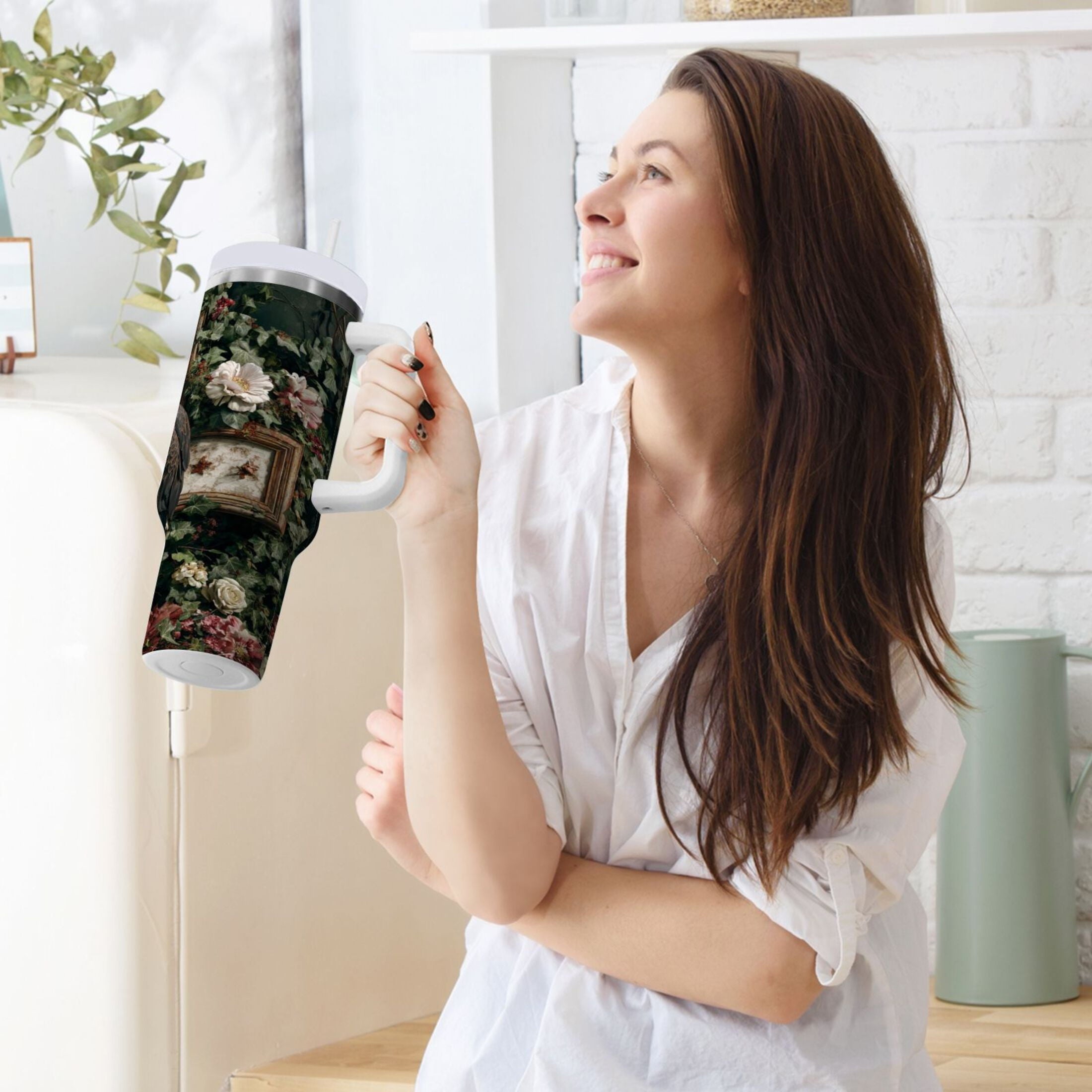 30 oz Insulated Stainless Steel Tumbler Double Wall Stainless Steel Tumbler with 2-Way Drinking Wreath and Bald Eagle - NZSZ