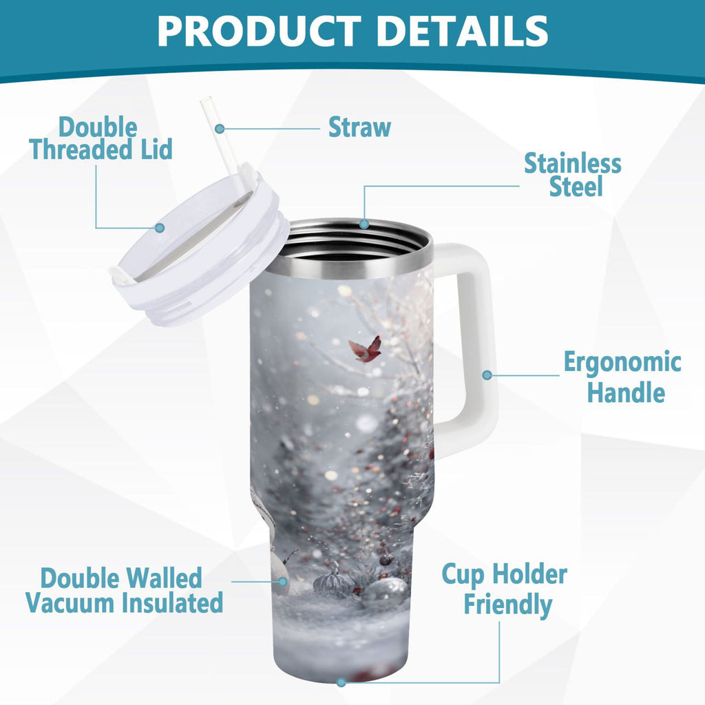 30 oz Insulated Stainless Steel Tumbler Double Wall Stainless Steel Tumbler with 2-Way Drinking Snowy Winter Landscape - LR26