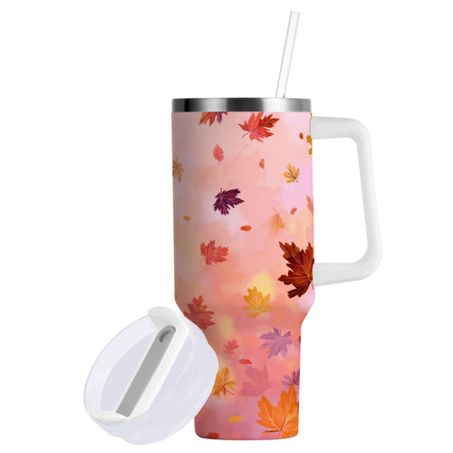 30 oz Insulated Stainless Steel Tumbler Double Wall Stainless Steel Tumbler with 2-Way Drinking Autumn Leaves Falling - 25KZ