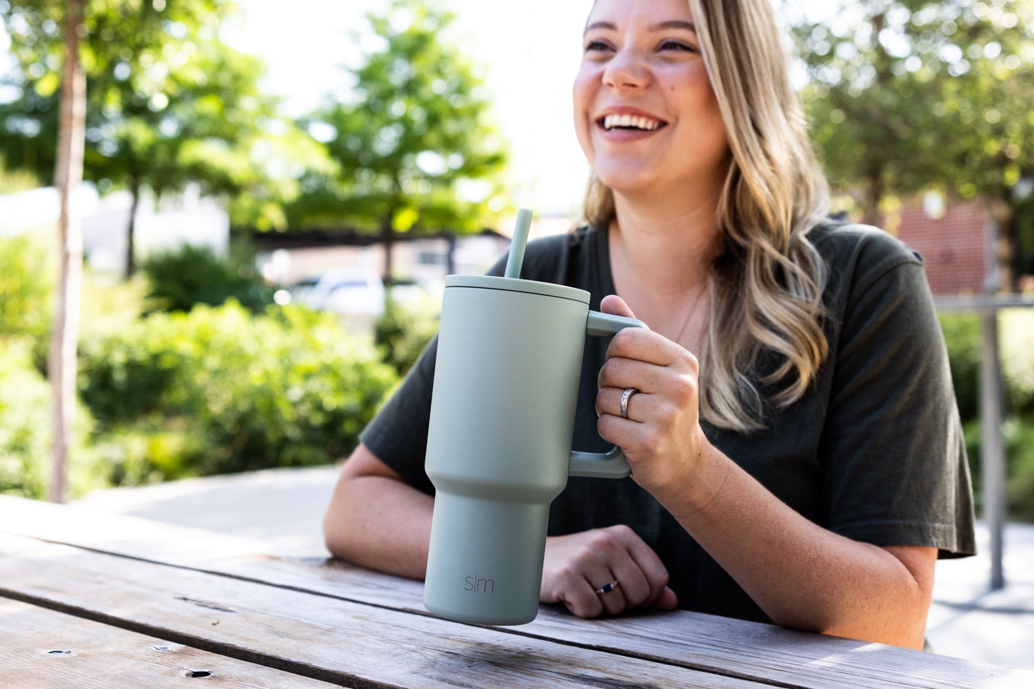 Simple Modern 30 fl oz Insulated Stainless Steel Trek Tumbler with Straw Lid | Seaglass Sage and Cream Checkmate - 2P24