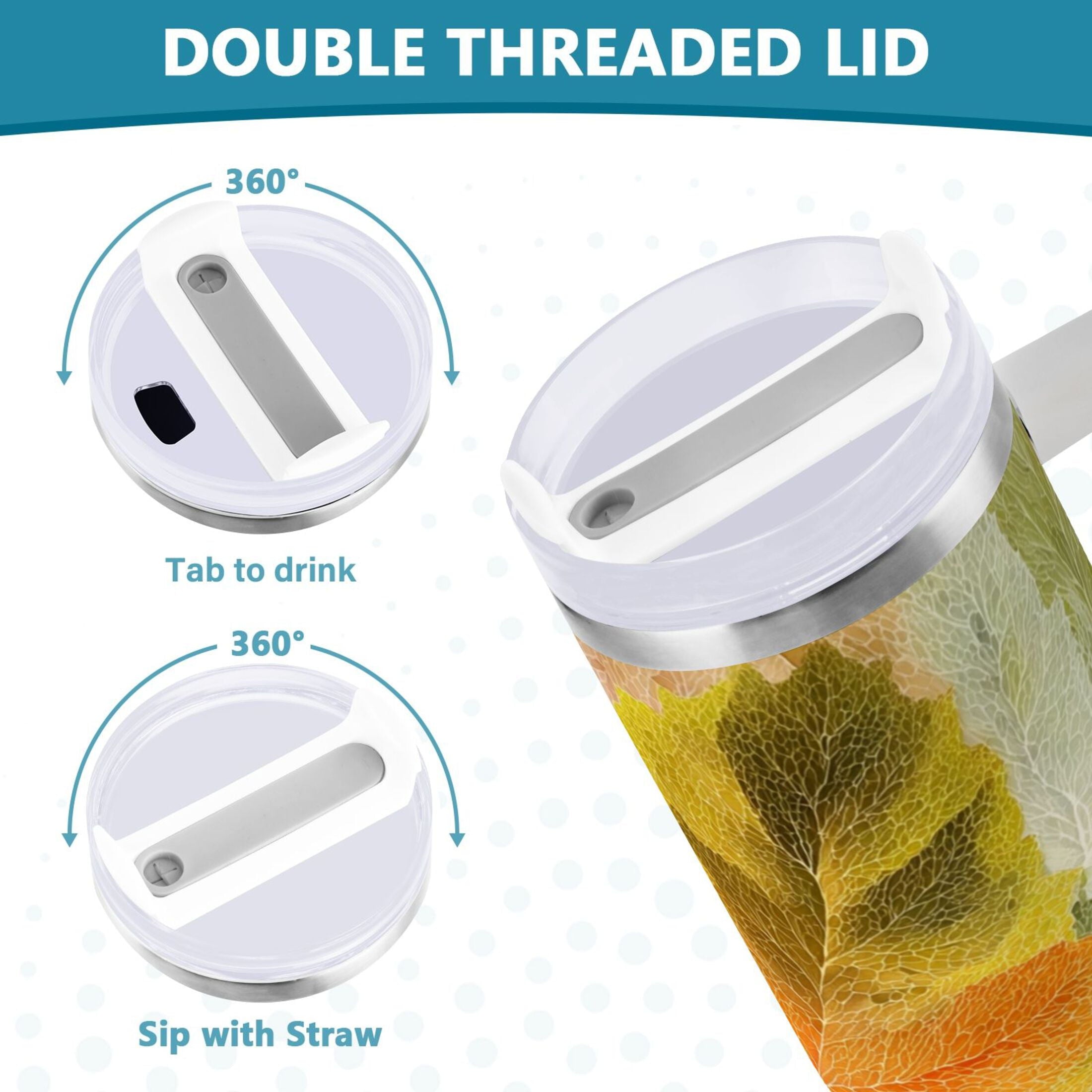 30 oz Insulated Stainless Steel Tumbler Double Wall Stainless Steel Tumbler with 2-Way Drinking Various Shades Autumn Leaves - GYLD