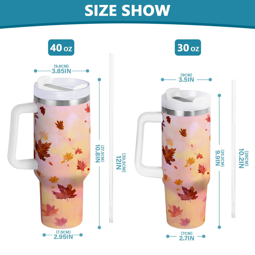 30 oz Insulated Stainless Steel Tumbler Double Wall Stainless Steel Tumbler with 2-Way Drinking Autumn Leaves Falling - 25KZ