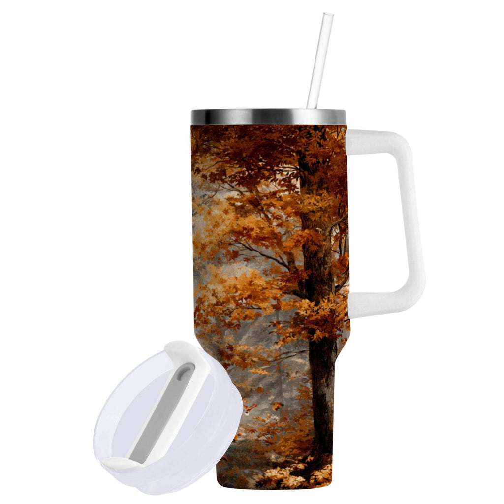 30 oz Insulated Stainless Steel Tumbler Double Wall Stainless Steel Tumbler with 2-Way Drinking Beautiful Autumn Forest - TMGP