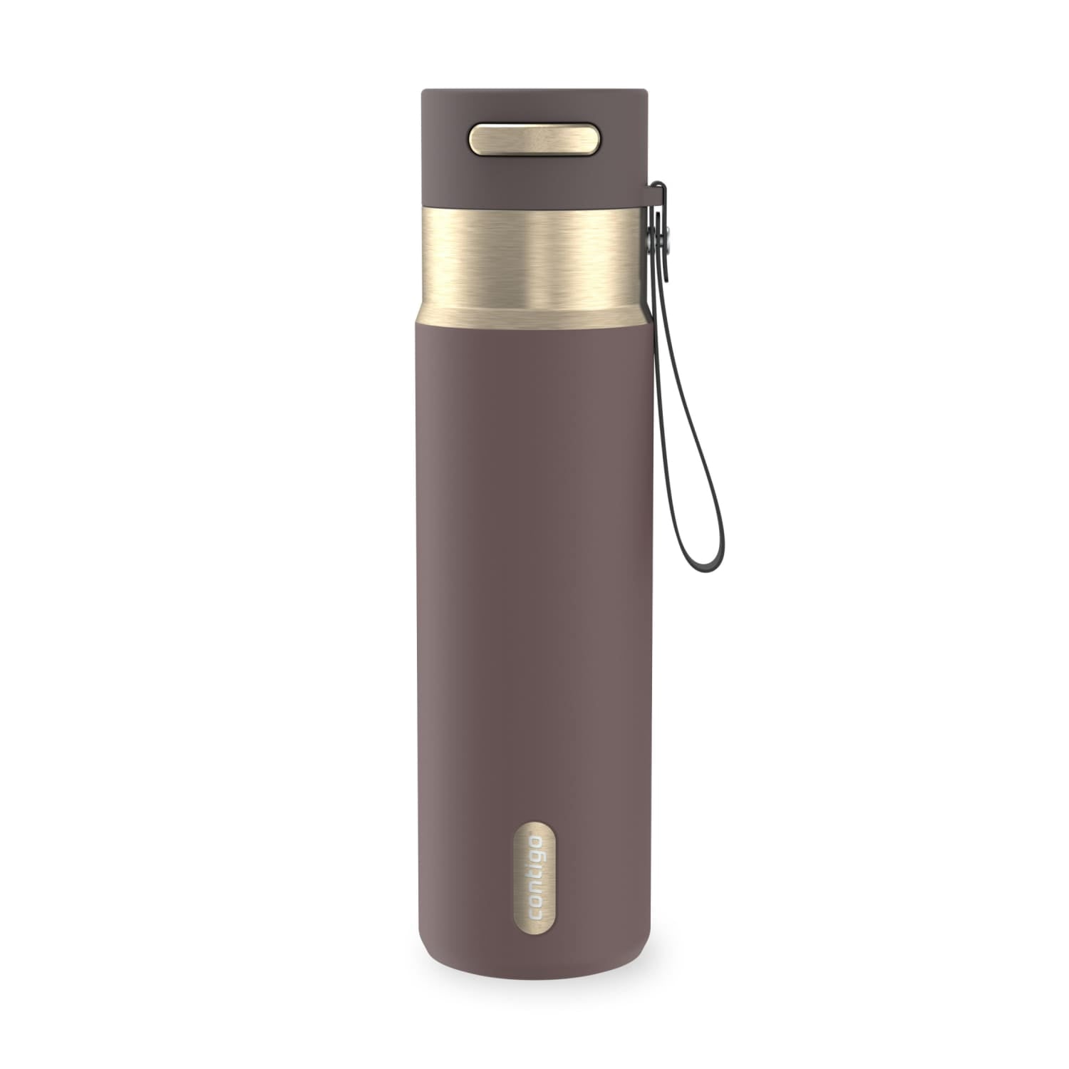 Contigo AutoSeal Leakproof Stainless Steel Reusable Water Bottle Tumbler with Carrying Strap, Cream/Champagne, 24 oz - MHSJ