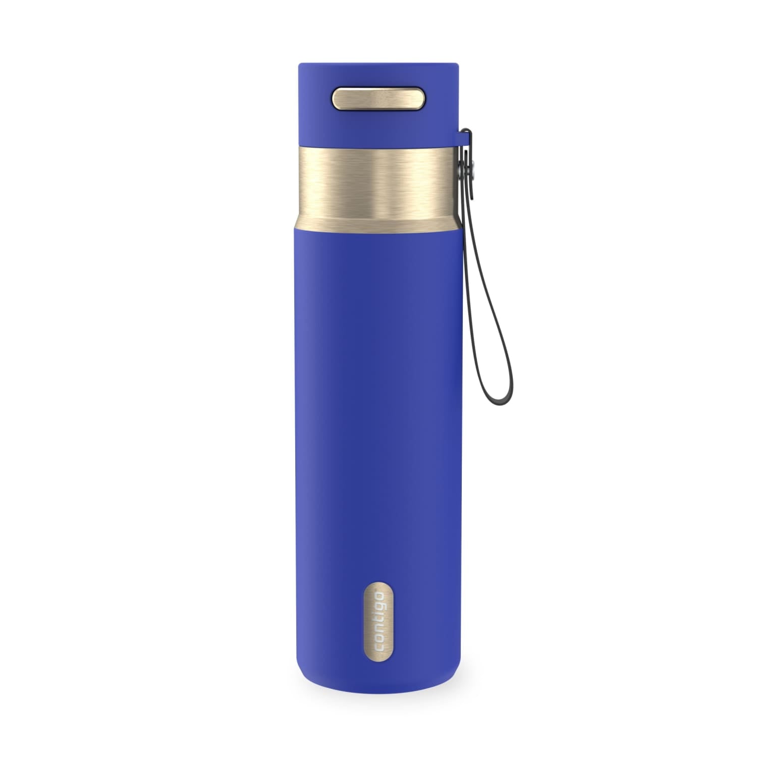 Contigo AutoSeal Leakproof Stainless Steel Reusable Water Bottle Tumbler with Carrying Strap, Cream/Champagne, 24 oz - MHSJ