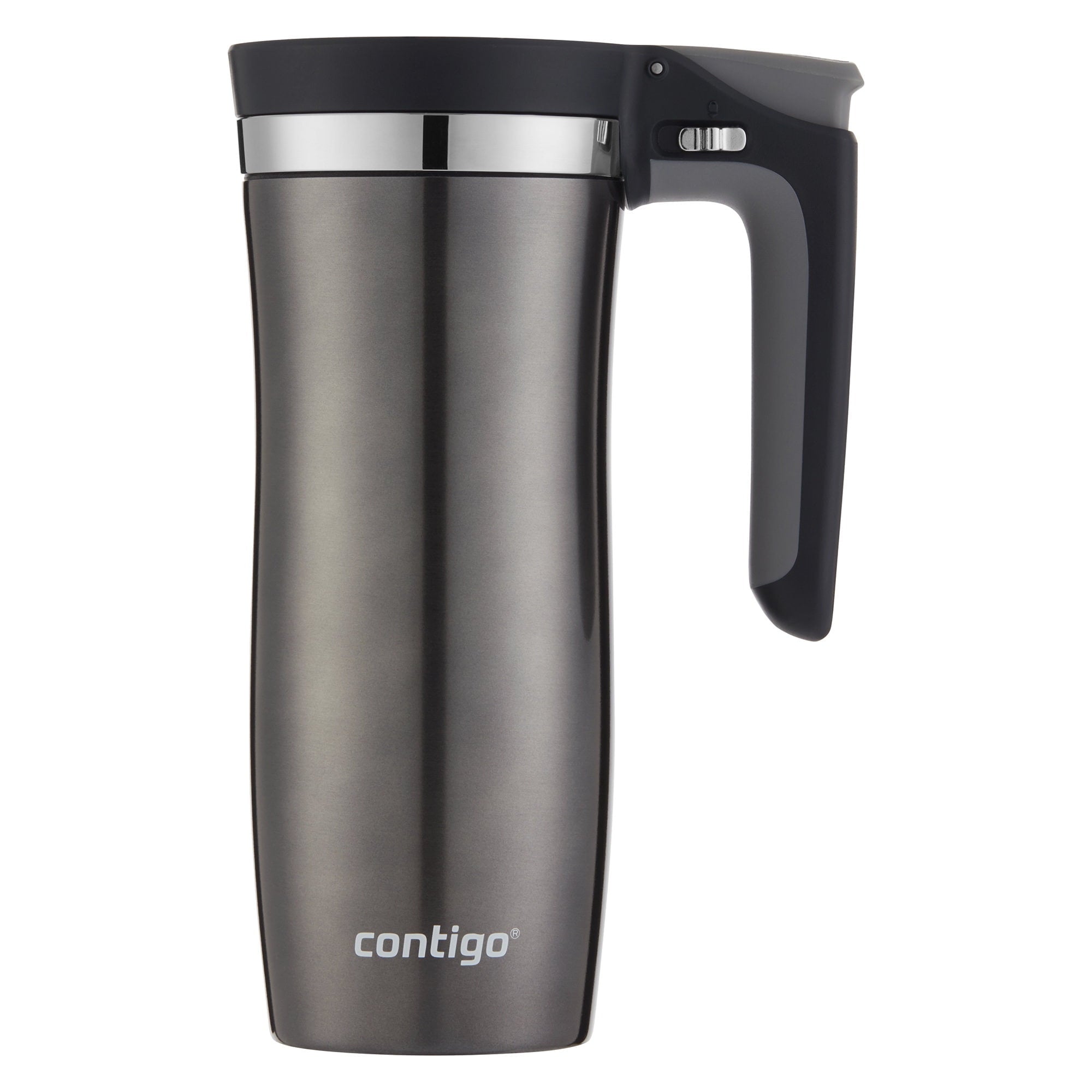 Contigo Autoseal Vacuum Insulated 16 Ounce Stainless Steel Gunmetal Travel Mug with Easy Lid - UK2U