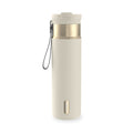 Contigo DualSip Leakproof Stainless Steel Reusable Water Bottle Tumbler with Carrying Strap, Cream/Champagne, 24 oz - F88H