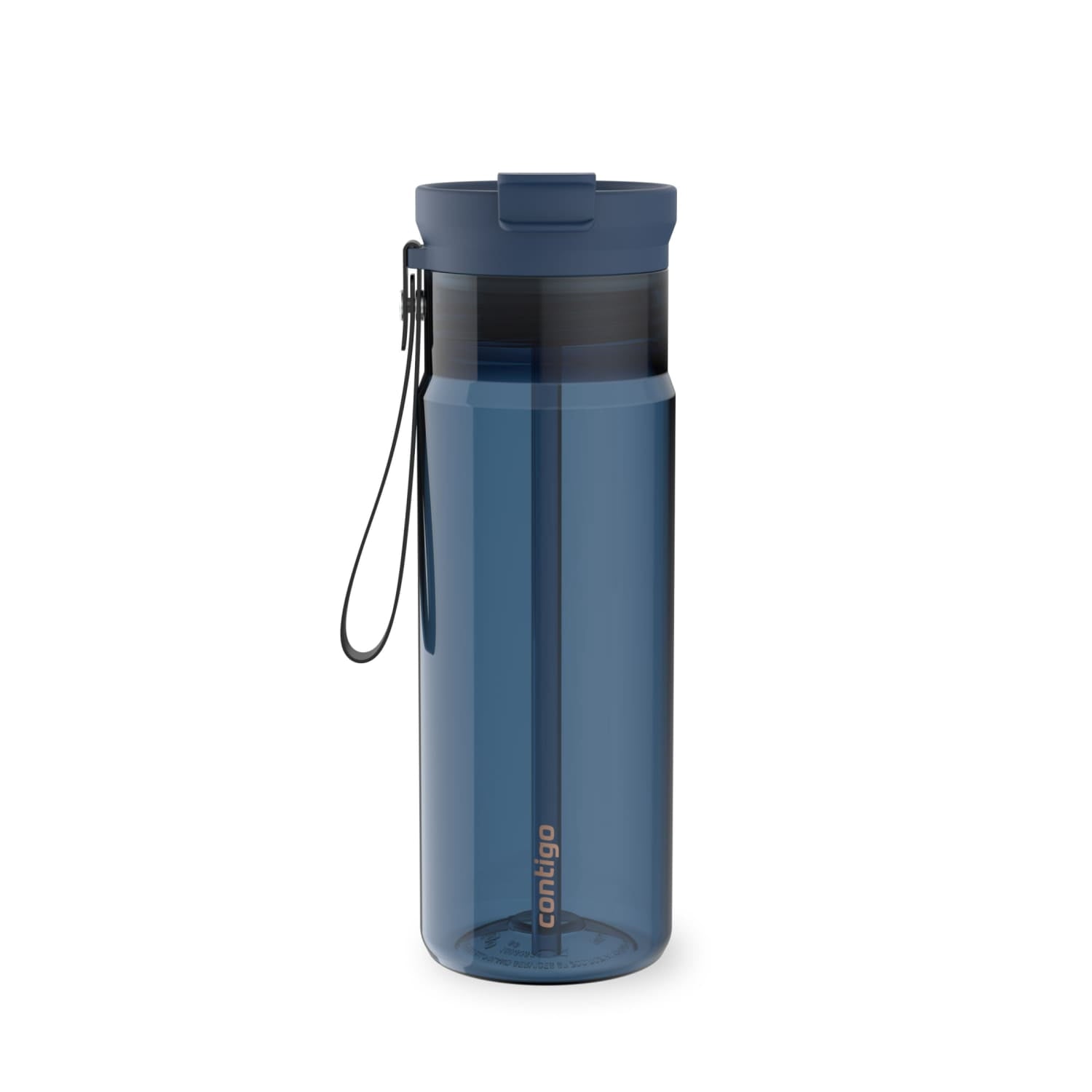 Contigo DualSip Leakproof Plastic Reusable Water Bottle with Carrying Strap, Black/Clear, 24 oz - WG9L
