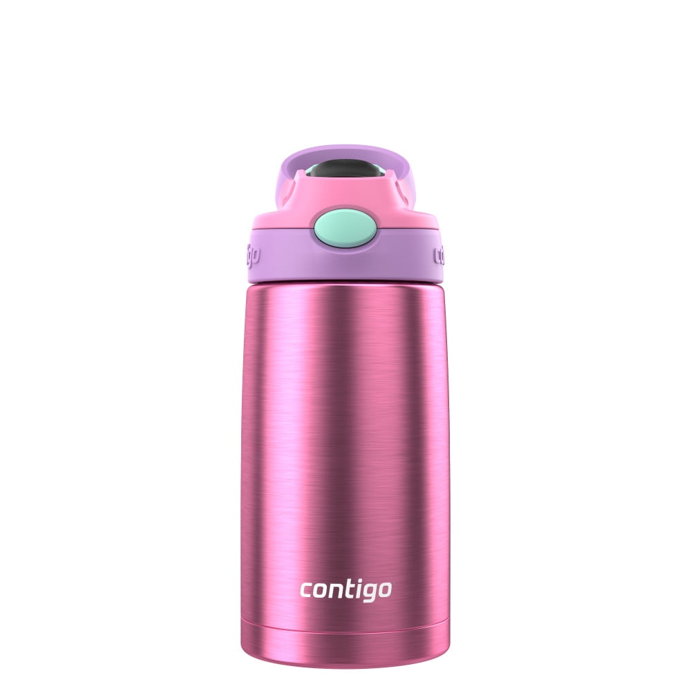 Contigo Kid's 13 oz. AutoSpout Straw Water Bottle - Stainless Steel/Azalea/Pansy - LNEK