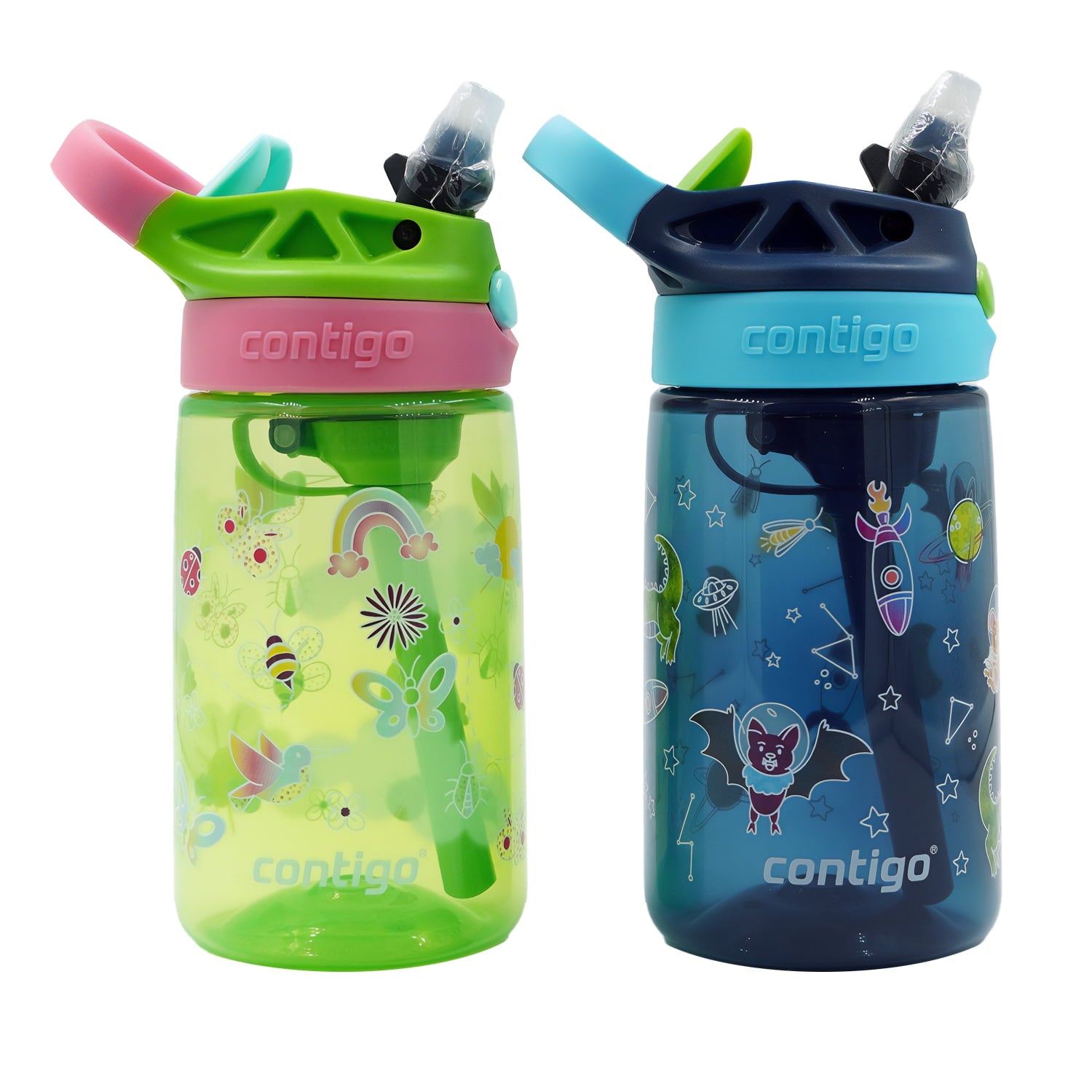 Contigo Kid's 14 oz. Aubrey Water Bottle 2-Pack - Bunnies/Frog - JLXD