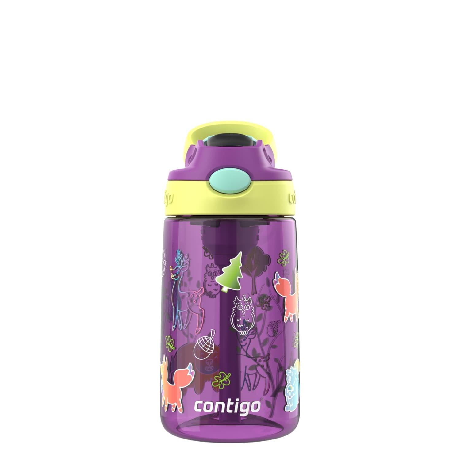 Contigo Kids Water Bottle with Redesigned AUTOSPOUT Straw, 14 oz, Grape Forest Haven - PPUK