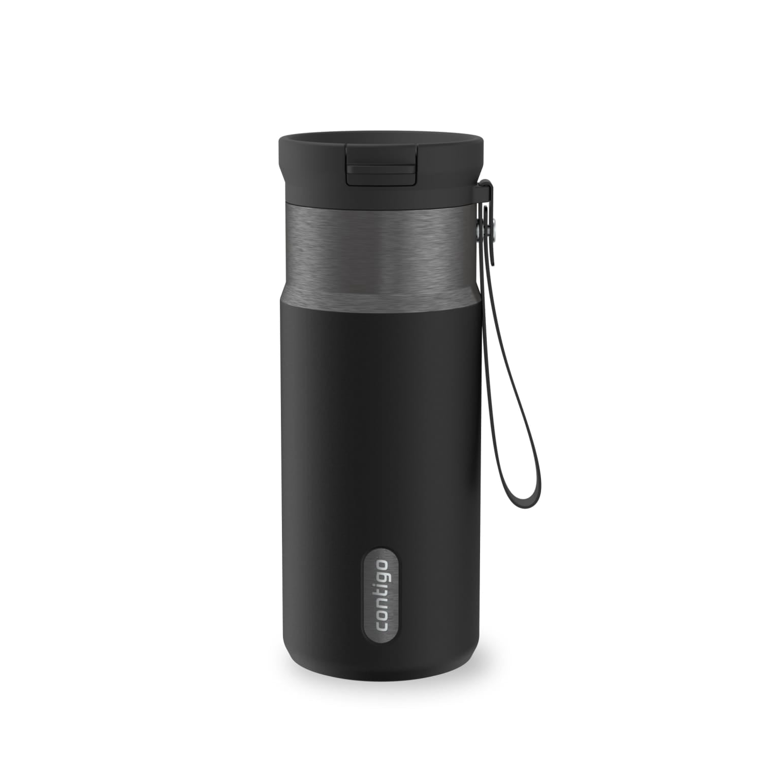 Contigo SnapSeal Leakproof Stainless Steel Reusable Water Bottle with Carrying Strap, Black/Bronze, 16 oz - GW7W