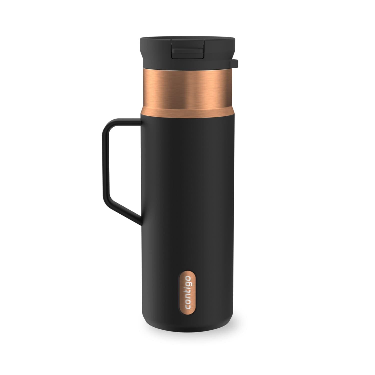 Contigo SnapSeal Leakproof Stainless Steel Reusable Water Bottle Tumbler with Side Handle, Dark Blue/Bronze, 20 oz - 2KE2