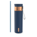 Contigo SnapSeal Leakproof Stainless Steel Reusable Water Bottle with Carrying Strap, Dark Blue/Bronze, 24 oz - HCHU