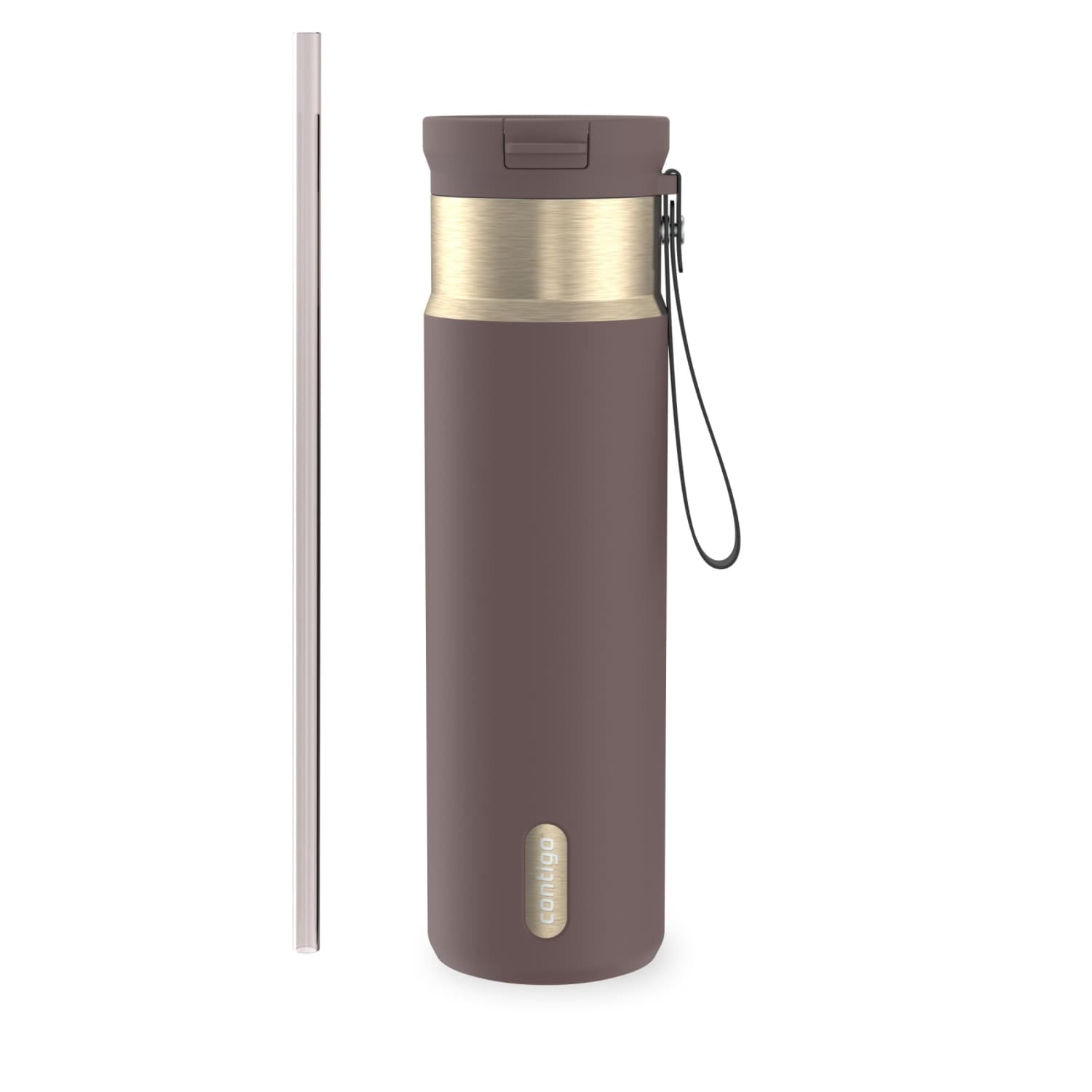 Contigo SnapSeal Leakproof Stainless Steel Reusable Water Bottle with Carrying Strap, Dark Blue/Bronze, 24 oz - HCHU