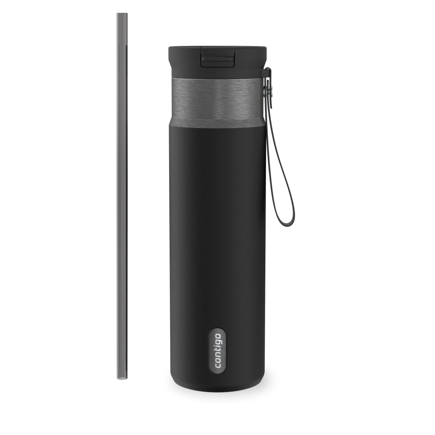 Contigo SnapSeal Leakproof Stainless Steel Reusable Water Bottle with Carrying Strap, Dark Blue/Bronze, 24 oz - HCHU