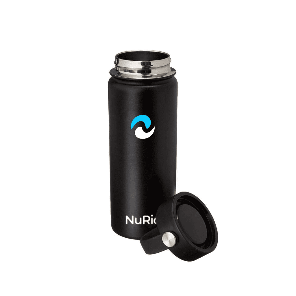 NuRich Sports Water Bottle - 18 Oz, Vacuum Insulated Stainless Steel, Modern Double Walled, Simple Thermo Modern Mug, Hydro Metal Canteen Flask Wide Mouth with Sweat Proof Design for Cold &amp; Hot Temp - 5N3P