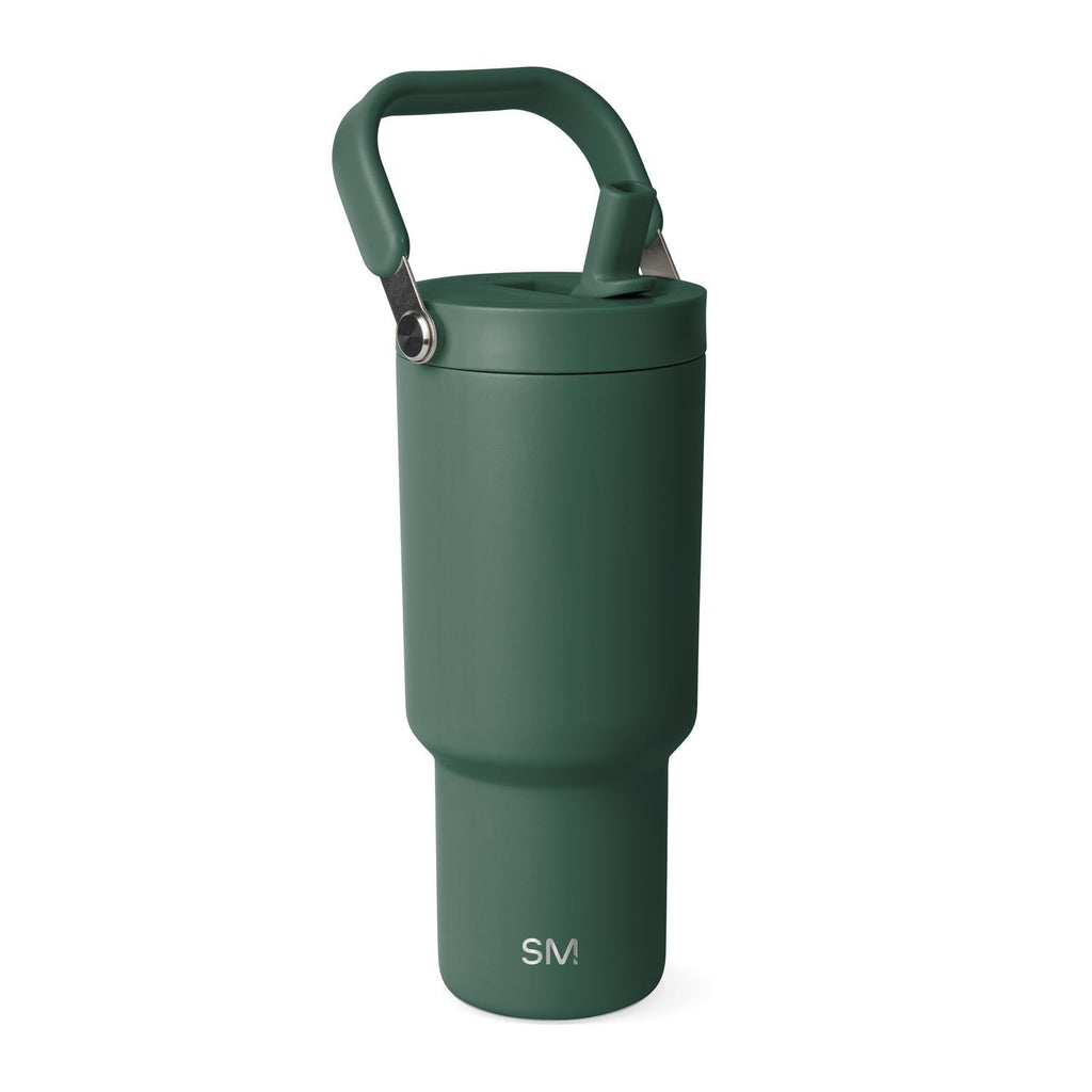 Simple Modern 30 fl oz Insulated Stainless Steel Trek Pivot Tumbler with Straw Lid and Top Handle|Forest - X8TB