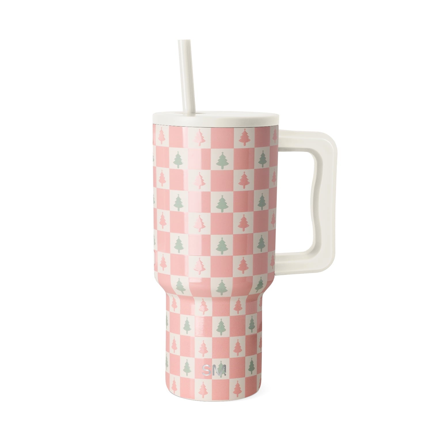 Simple Modern 30 fl oz Insulated Stainless Steel Trek Tumbler with Straw Lid | Seaglass Sage and Cream Checkmate - 2P24