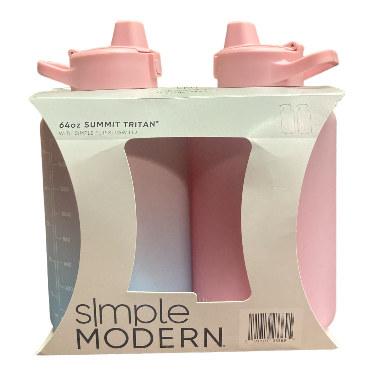 Simple Modern 64-oz Tritan Plastic Summit With Simple Flip Straw Lid 2 Pack (Sweet Taffy and Blush) - JVKE