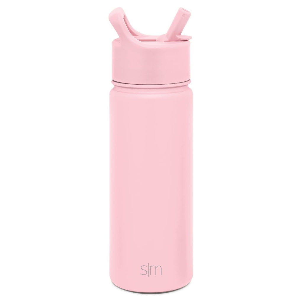 Simple Modern Kids Water Bottle with Straw Lid Vacuum Insulated Stainless Steel Metal Thermos Bottles | Reusable Leak Proof BPA-Free Flask for School | Summit Collection | 18oz, Blush -Blush - QJ95
