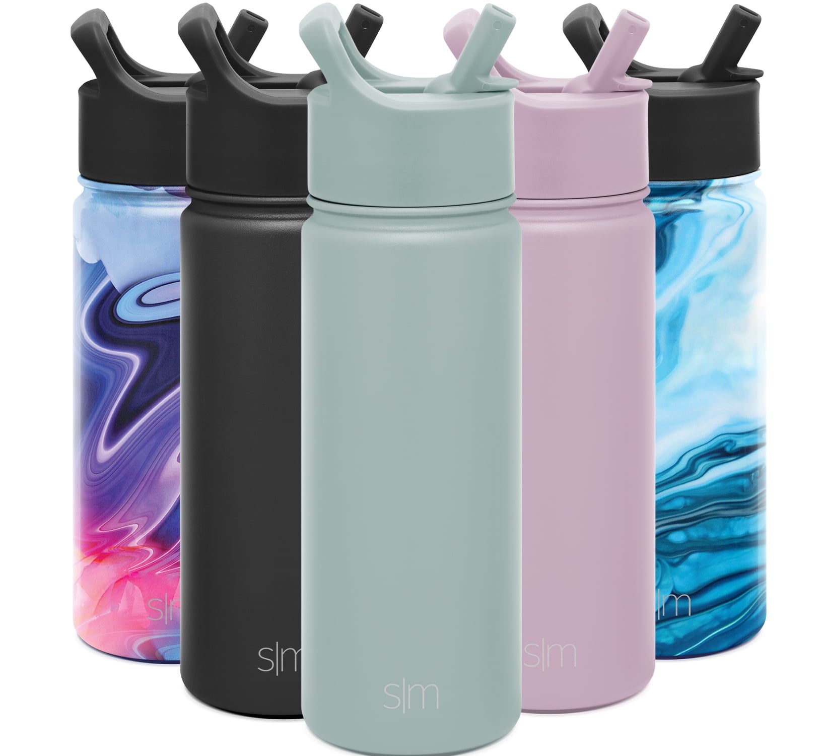 Simple Modern Summit Water Bottle Straw Lid Vacuum Insulated Stainless Steel Bottle | 18 fl oz - 4ASB