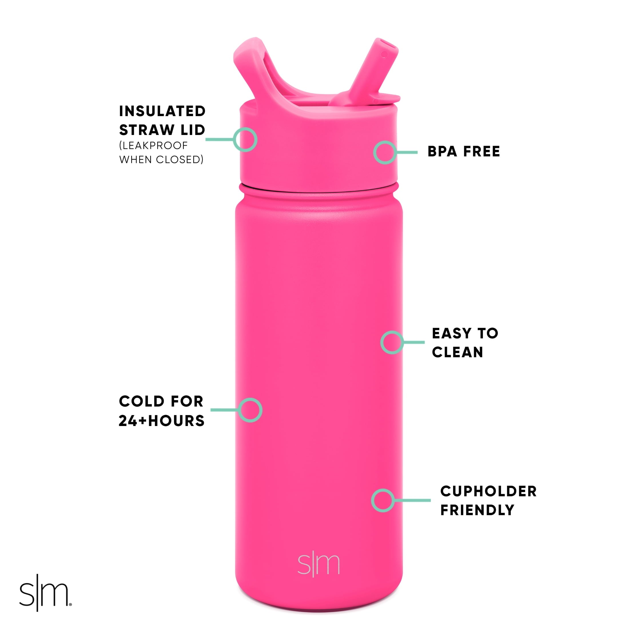 Simple Modern Summit Water Bottle Straw Lid Vacuum Insulated Stainless Steel Bottle | 18 fl oz - 4ASB