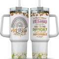 Tumbler 40 Oz With Handle Lid And Straw, Nurse Gifts, Black Camo White Engraved Print Travel Nurses Tumblers Handle Funny Cups Nursing For, Great Nurse Rainbow Daisy Flower - 2XKU