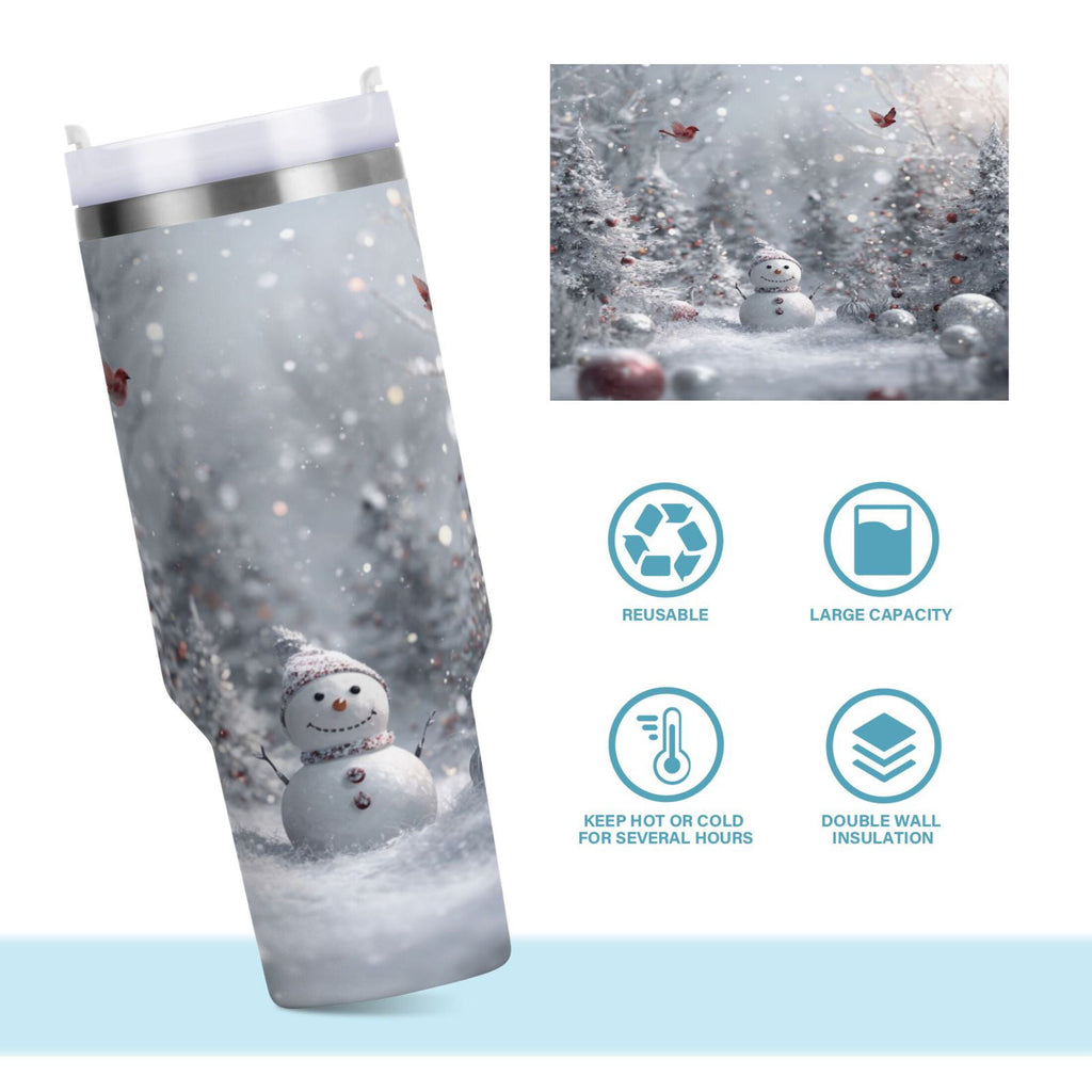 30 oz Insulated Stainless Steel Tumbler Double Wall Stainless Steel Tumbler with 2-Way Drinking Snowy Winter Landscape - LR26