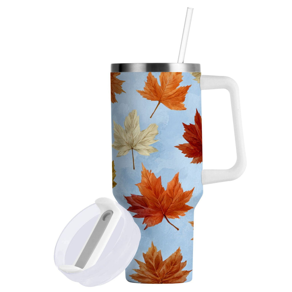 30 oz Insulated Stainless Steel Tumbler Double Wall Stainless Steel Tumbler with 2-Way Drinking Autumn Maple Leaves - GGC9