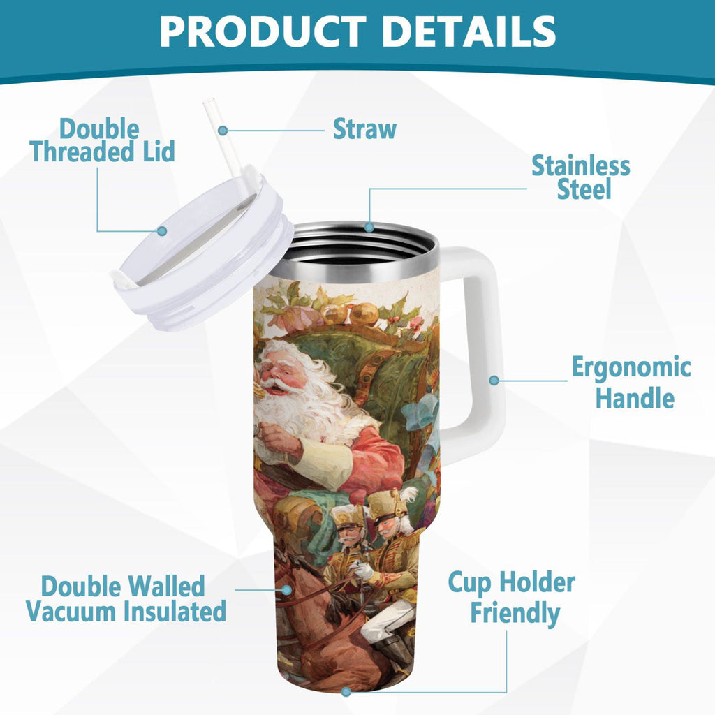 30 oz Insulated Stainless Steel Tumbler Double Wall Stainless Steel Tumbler with 2-Way Drinking Santa Claus Sitting in Chair - EC23
