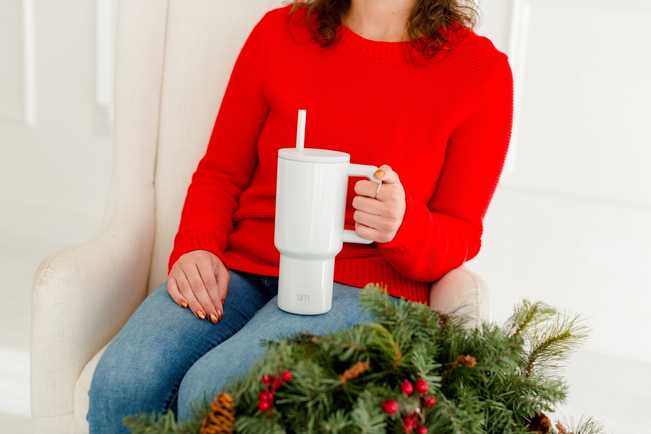 Simple Modern 30 fl oz Insulated Stainless Steel Trek Tumbler with Straw Lid | Seaglass Sage and Cream Checkmate - 2P24