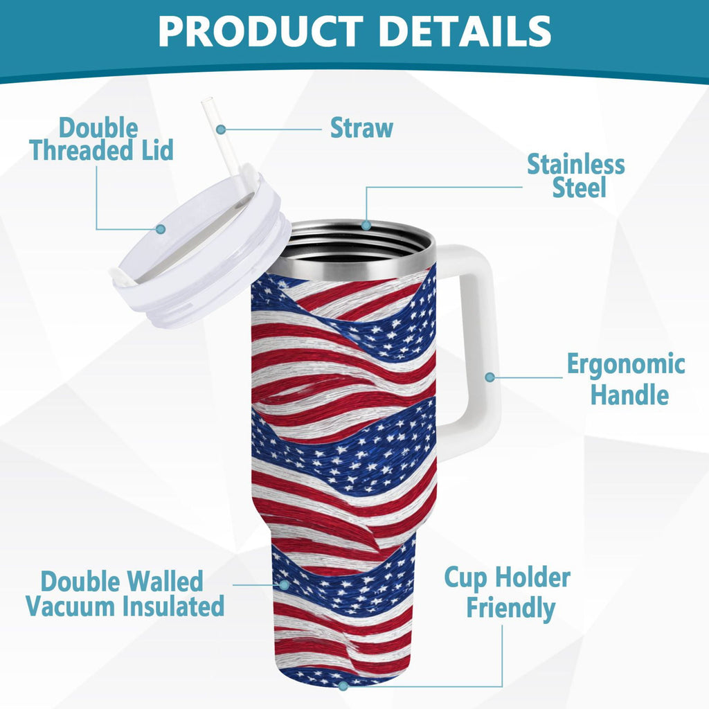 30 oz Insulated Stainless Steel Tumbler Double Wall Stainless Steel Tumbler with 2-Way Drinking Flags Wave Pattern - RD3V