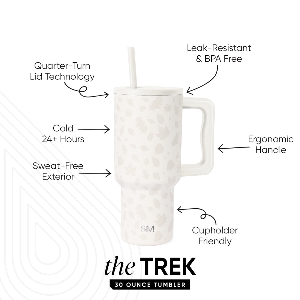 Simple Modern 30 fl oz Insulated Stainless Steel Trek Tumbler with Straw Lid | Seaglass Sage and Cream Checkmate - 2P24