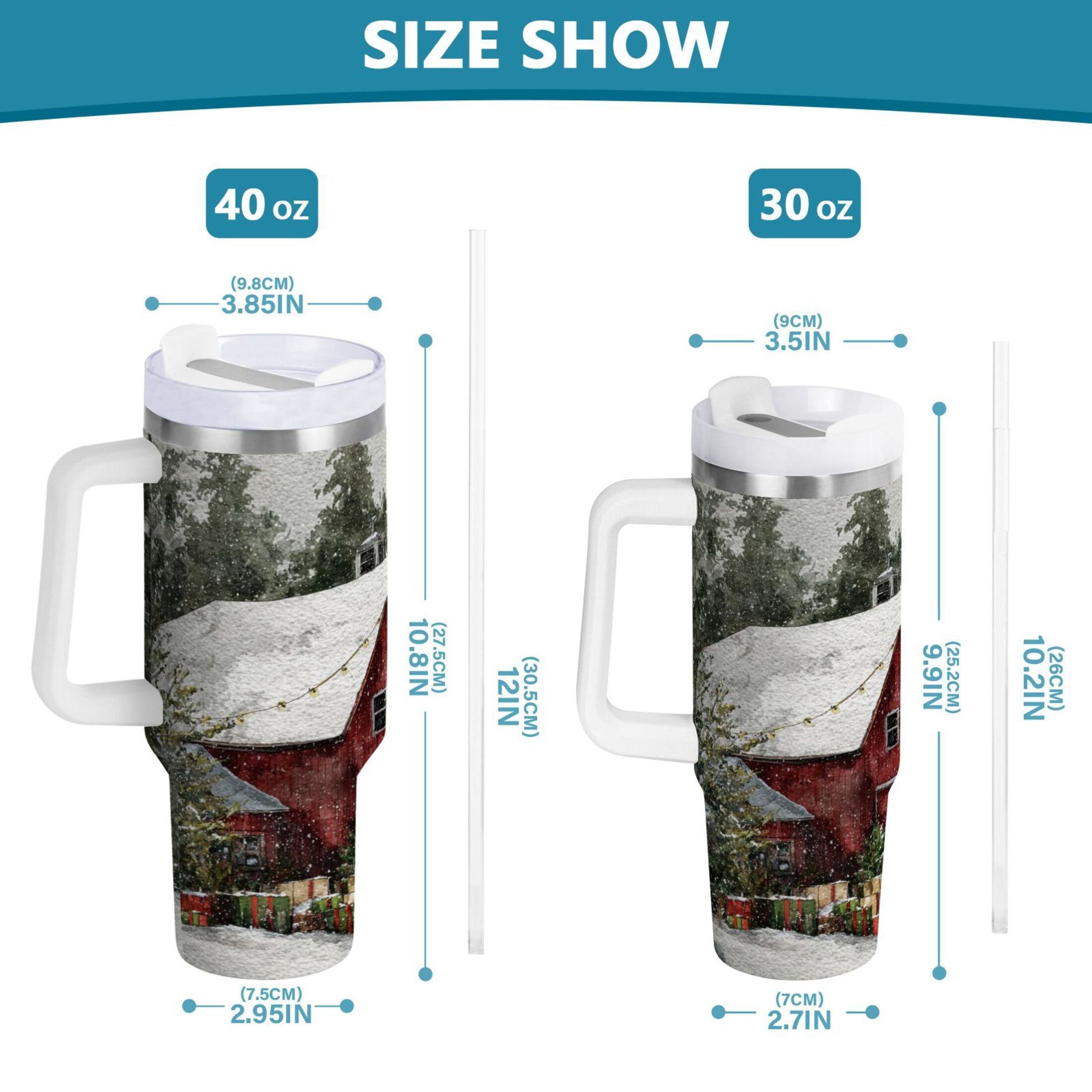 30 oz Insulated Stainless Steel Tumbler Double Wall Stainless Steel Tumbler with 2-Way Drinking Old Red Barn - XXTD