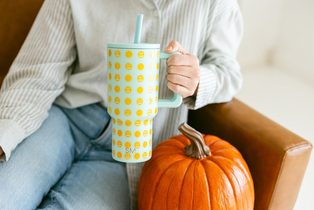 Simple Modern 30 fl oz Insulated Stainless Steel Trek Tumbler with Straw Lid | Seaglass Sage and Cream Checkmate - 2P24