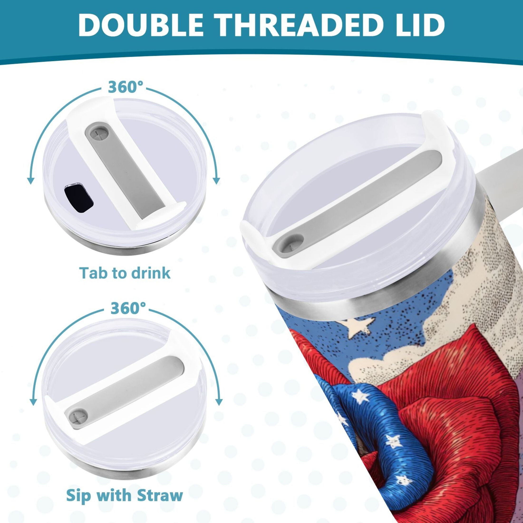 40 oz Insulated Stainless Steel Tumbler Double Wall Stainless Steel Tumbler with 2-Way Drinking Roses and Clouds - 95NT