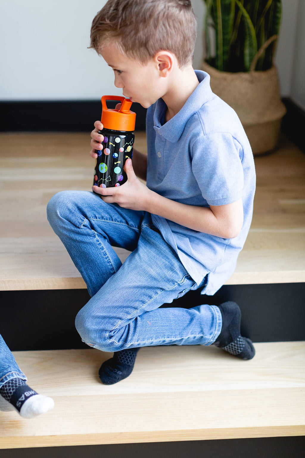 Simple Modern Blippi Kids Water Bottle with Straw Lid | Insulated Stainless Steel Reusable Tumbler for Toddlers, Girls | Summit Collection | 14oz, Blippi Space - CZ9K