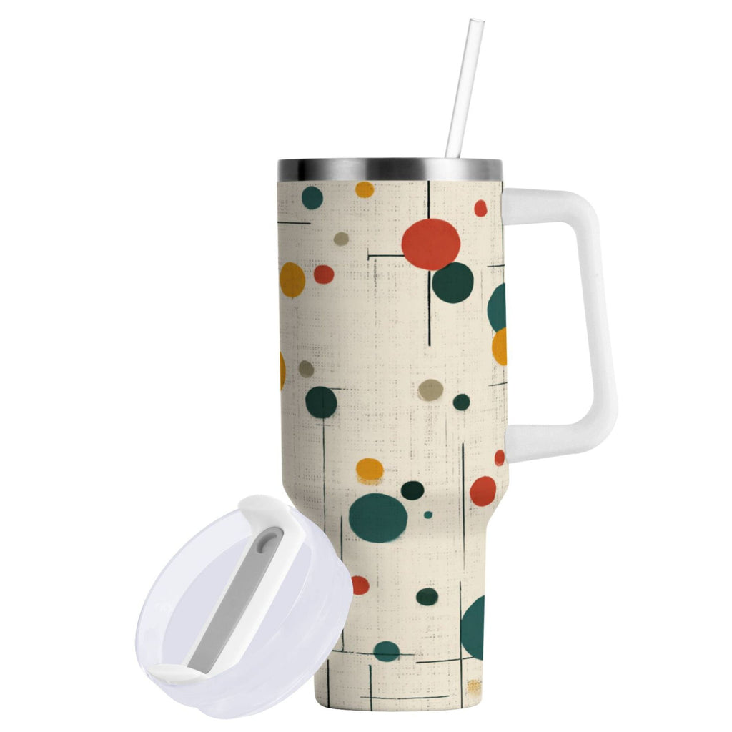 30 oz Insulated Stainless Steel Tumbler Double Wall Stainless Steel Tumbler with 2-Way Drinking Colorful Dots and Lines - M4M4