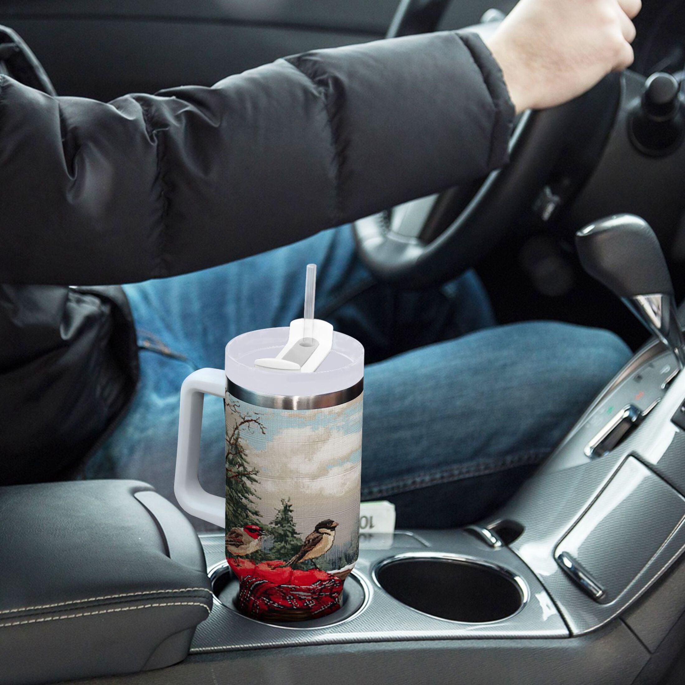 30 oz Insulated Stainless Steel Tumbler Double Wall Stainless Steel Tumbler with 2-Way Drinking Apples and Baskets - 2AQA