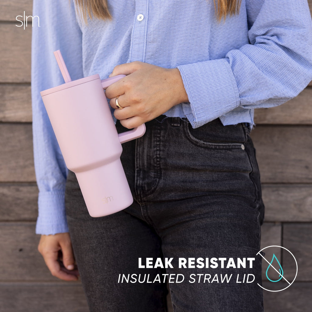 Simple Modern 30 fl oz Insulated Stainless Steel Trek Tumbler with Straw Lid | Seaglass Sage and Cream Checkmate - 2P24